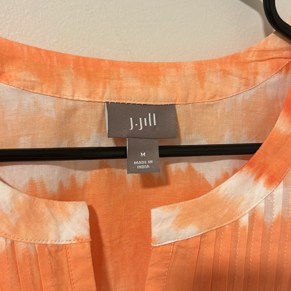 J. Jill 100% Cotton Lightweight Boho Cottagecore Orange Peach Blouse Size Medium - Picture 2 of 4
